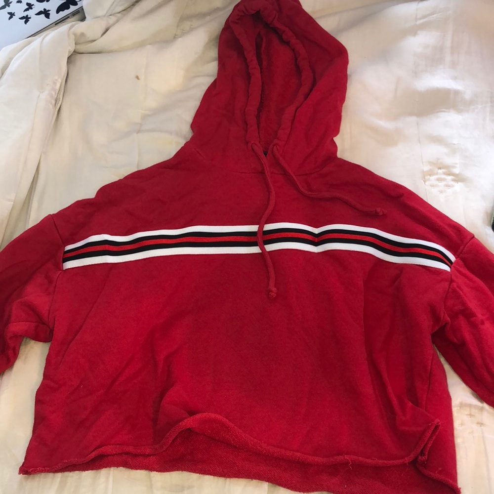 Red cropped hoodie